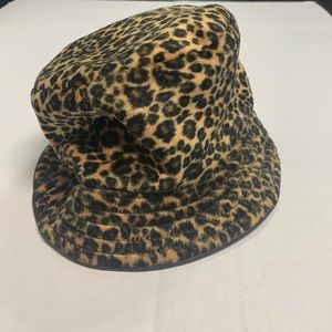 betmar Leopard Print Bucket Hat in Black and Tan